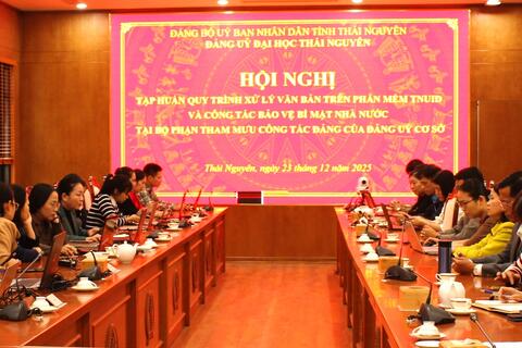 Đảng ủy Đại học Thái Nguyên tập huấn phần mềm TNUiD và công tác bảo vệ bí mật Nhà nước