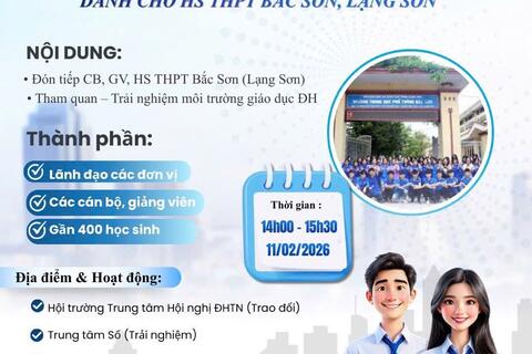 Trung tâm Ươm tạo, Khởi nghiệp và Cung ứng nhân lực chủ trì tổ chức Chương trình tham quan, trải nghiệm môi trường giáo dục đại học cho học sinh Trường THPT Bắc Sơn (Lạng Sơn)