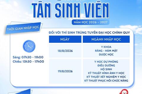 Trường Đại học Y - Dược – Đại học Thái Nguyên công bố chi tiết hướng dẫn nhập học đại học chính quy năm 2026