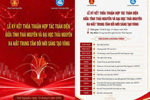 Tỉnh Thái Nguyên và Đại học Thái Nguyên ký kết hợp tác toàn diện vào ngày 15/5/2026